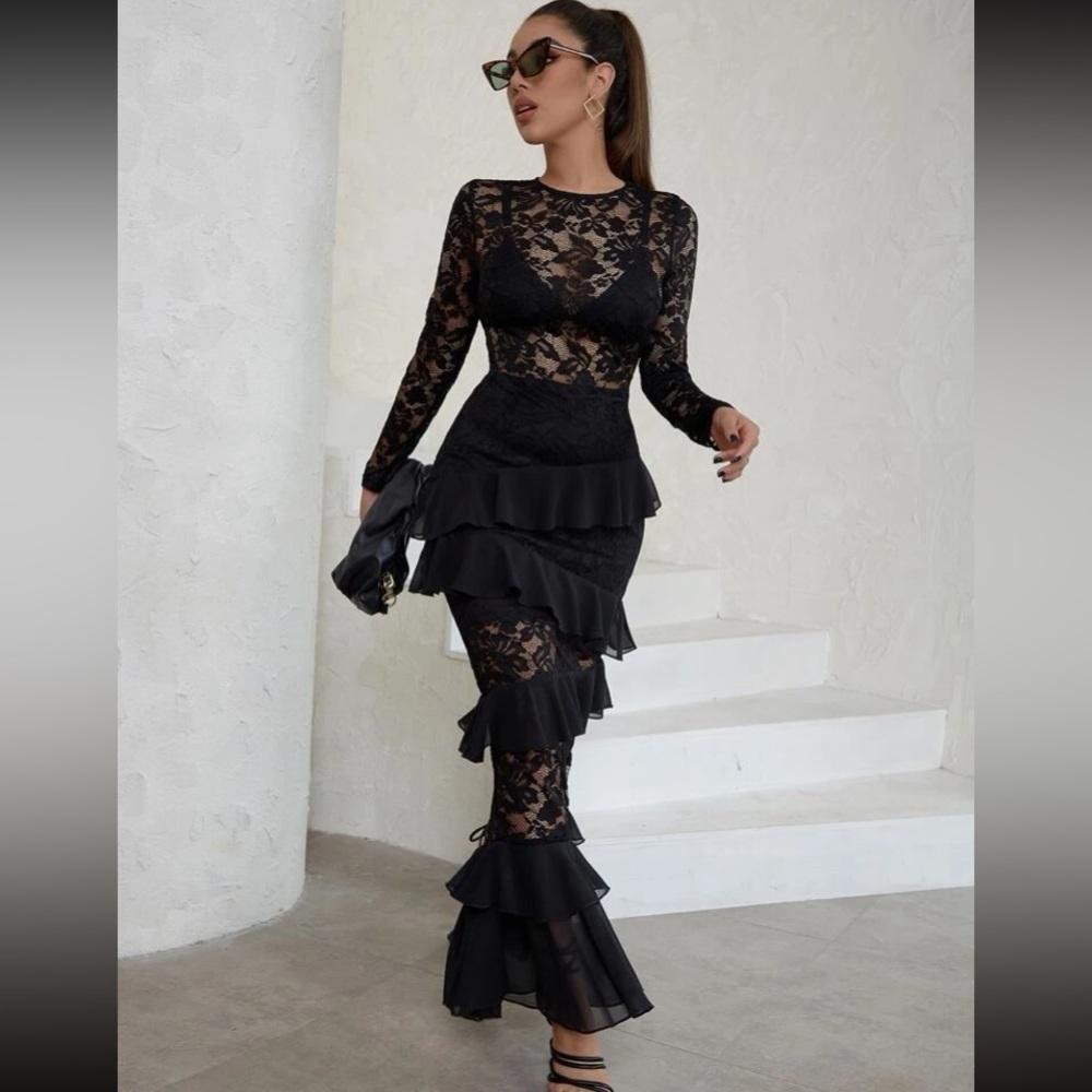 lace ruffle dress